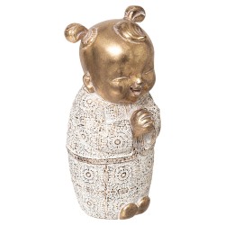Figura decorativa buda baby con detalles esculpidos de estilo artesanal. Su expresión ternura y diversión infantil aportan un to
