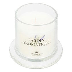 Transforma tu hogar en un oasis natural con esta vela aromática en frasco tipo campana. Su fragancia fresca a jardín aromático c