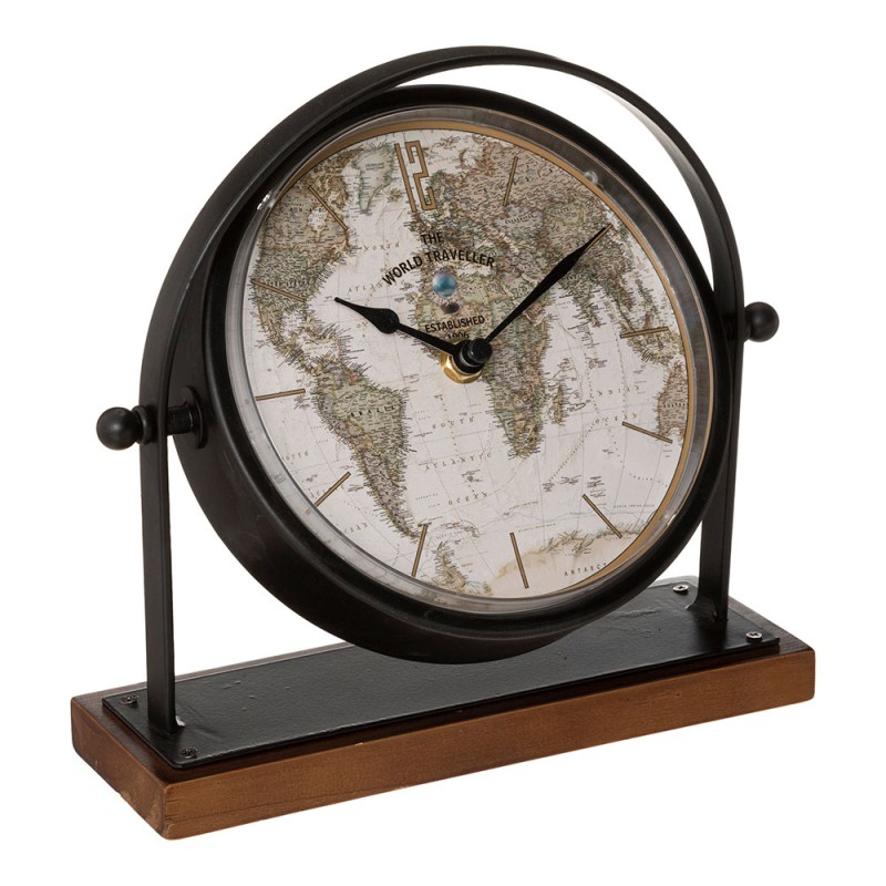 El reloj "Flavia" presenta una mezcla de materiales y se inspira en los globos terráqueos antiguos. Hecho de una mezcla de mader