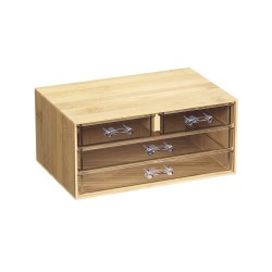 El joyero de bambú con 4 cajones Selena es una pieza elegante y funcional para mantener tus joyas organizadas. Fabricado con mat