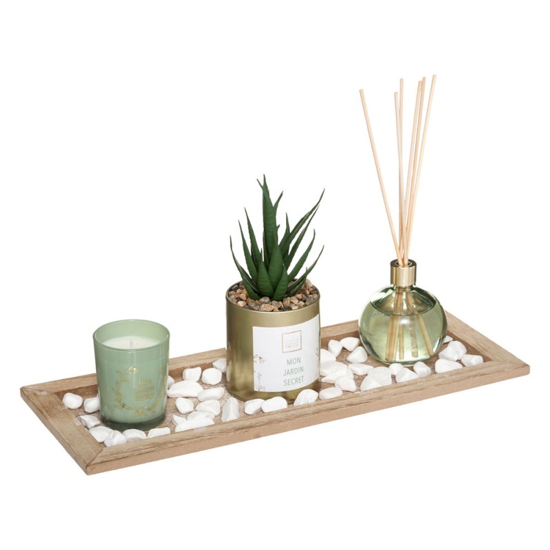 Transforma cualquier rincón de tu hogar con este elegante set decorativo. Incluye una vela aromática, un difusor con varitas y u
