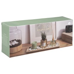 Transforma cualquier rincón de tu hogar con este elegante set decorativo. Incluye una vela aromática, un difusor con varitas y u