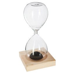 Reloj de arena "Chic" con un diseño moderno y decorativo. Su base de madera con imán crea efectos únicos con la arena metálica a