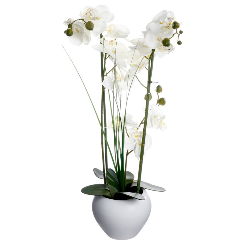 Esta orquídea artificial aportará un toque poético y delicado a su decoración. Te conquistará con sus flores realistas, sus tall