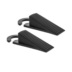 Este set de 2 cuñas para puerta de color negro es esencial para cualquier hogar u oficina. Diseñadas para mantener las puertas a