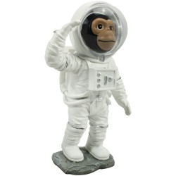 Figura de astronauta, color blanco y plateado, ideal para decoración de oficina espacial, decoración de computadora para hombres