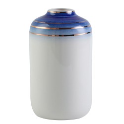 Jarron De Ceramica Blanco/Azul Chico