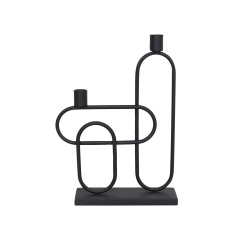 El portavela altea destaca por su diseño moderno y escultórico en metal negro, ideal para añadir un toque contemporáneo a tu dec