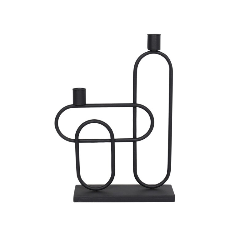 El portavela altea destaca por su diseño moderno y escultórico en metal negro, ideal para añadir un toque contemporáneo a tu dec