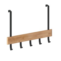 Mantén el orden con estilo gracias al perchero para puerta con 5 ganchos natural, perfecto para colgar prendas y accesorios. Con