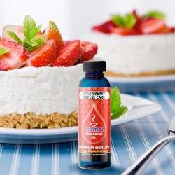 Una fragancia deliciosa que huele a una rebanada cremosa de tarta de queso con salsa de fresa casera. Su dulce aroma envolvente 