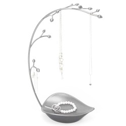 Árbol de joyería decorativa, Orquídea es un soporte de joyería de metal y un plato de almacenamiento con 12 ganchos para colgar 
