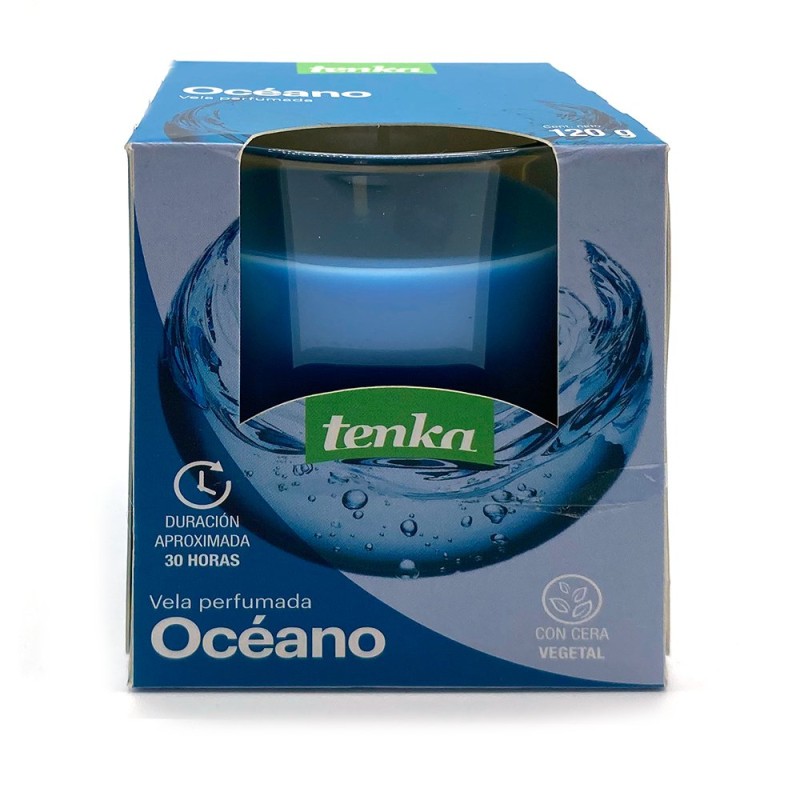Vela océano 120 gr Tenka, ambienta y aromatiza todos los espacios de tu hogar creando sensaciones de bienestar y relajación. Hec