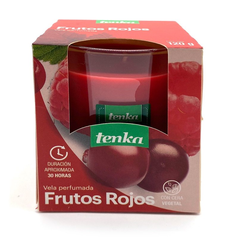 Vela frutos rojos 120 gr Tenka, ambienta y aromatiza todos los espacios de tu hogar creando sensaciones de bienestar y relajació