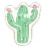 Este encantador joyero con forma de cactus está elaborado en cerámica con un alegre diseño verde, detalles en dorado y flores ro