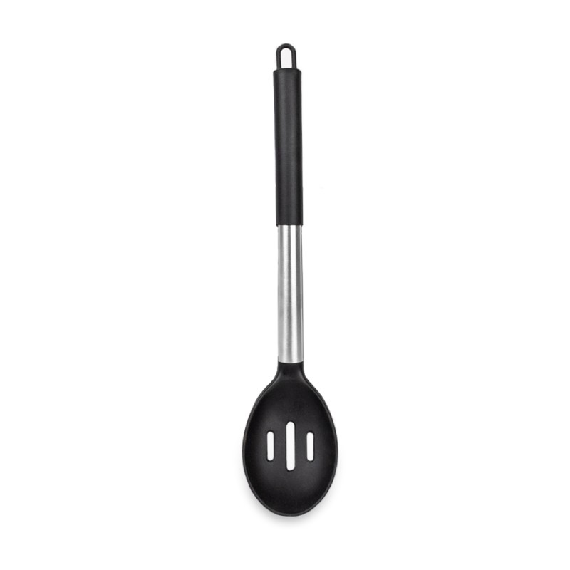Cuchara Ranurada De Silicon En Negro