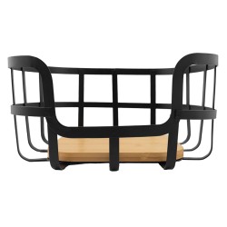 Frutero De Metal Con Base De Bambu