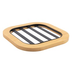 Porta Caliente De Metal Con Base De Bambu