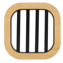 Porta Caliente De Metal Con Base De Bambu