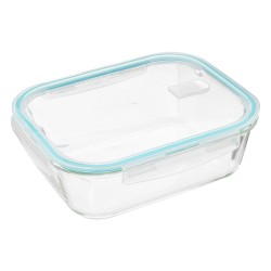 Este contenedor rectangular de 2.2 litros, fabricado en vidrio resistente, es la opción ideal para almacenar alimentos de forma 