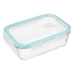 Este contenedor rectangular de 1.1 litros, fabricado en vidrio resistente, es la opción ideal para almacenar alimentos de forma 
