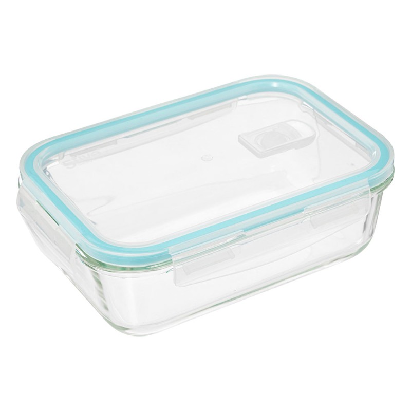 Este contenedor rectangular de 1.1 litros, fabricado en vidrio resistente, es la opción ideal para almacenar alimentos de forma 
