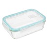 Este contenedor rectangular de 1.1 litros, fabricado en vidrio resistente, es la opción ideal para almacenar alimentos de forma 