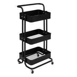 Mantén tus espacios organizados con este práctico carrito de 3 niveles, ideal para el hogar u oficina. Su estructura resistente 