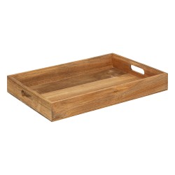 Sirve con estilo usando esta charola de servicio fabricada en madera de acacia, reconocida por su resistencia, durabilidad y bel