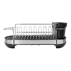 Escurridor desmontable de acero cromado color negro marca Regal, con área para acomodo de cubiertos, gran diseño