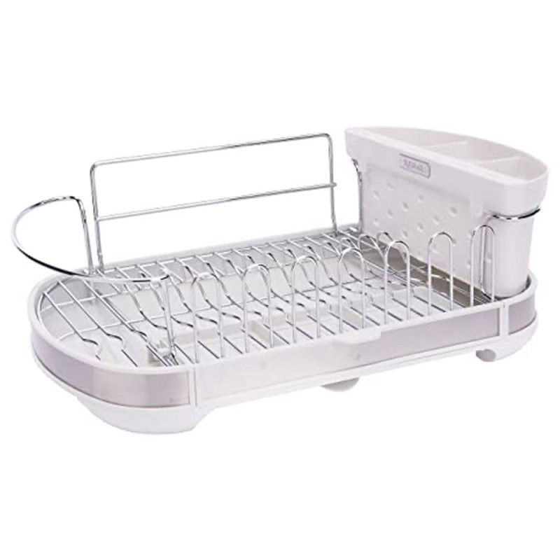 Escurridor desmontable de acero cromado color blanco marca Regal, con área para acomodo de cubiertos, gran diseño
