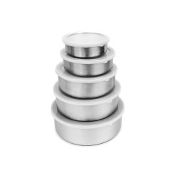 Juego De 5 Organizadores De Acero Inoxidable Con Tapa De Plastico