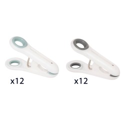 Mantén tu ropa bien sujeta durante el secado con este práctico juego de 24 pinzas. Fabricadas en material duradero y resistente 