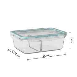 Organiza tus alimentos de manera práctica y eficiente con este contenedor rectangular de 1 litro. Diseñado con divisiones intern