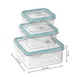 Organiza tu cocina y mantén tus alimentos frescos con este práctico juego de 3 contenedores. Perfectos para almacenar ingredient