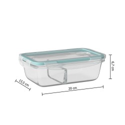 Organiza tus alimentos de manera práctica y funcional con este contenedor rectangular de 700 ml, equipado con divisiones interna