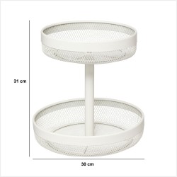 Organiza y exhibe tus frutas de forma práctica y elegante con el frutero de 2 niveles Mayaj. Su diseño vertical aprovecha el esp