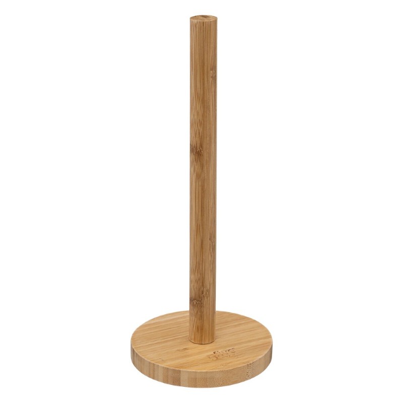 El porta rollo de bambú con diseño natural y elegante es ideal para cocinas, perfecto para añadir un toque cálido y orgánico a t