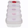 El juego de 5 contenedores, ideales para almacenar y conservar alimentos de manera organizada. Su diseño práctico y apilable opt