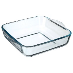 El refractario cuadrado de 22 cm es ideal para hornear, cocinar y servir directamente en la mesa. Su diseño resistente soporta a