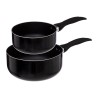Práctico y versátil, este juego de 2 sartenes negras de 16 y 20 cm es ideal para el día a día. Su diseño antiadherente facilita 