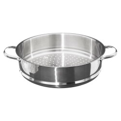 La vaporera de 28 cm, ideal para cocinar al vapor de manera saludable y conservar los nutrientes de los alimentos. Su diseño res