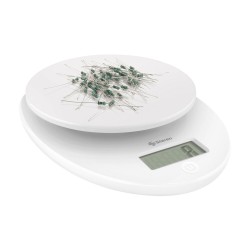 Báscula digital de alta precisión con una resolución de 1 gramo y capacidad de hasta 5 kg. Ideal para medir ingredientes, químic