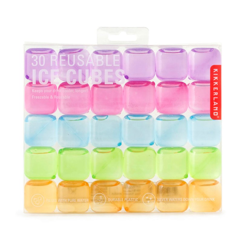 Juego de 30 cubitos de hielo reutilizables de colores. Una ventaja respecto a los hielos tradicionales, es que no se derriten en