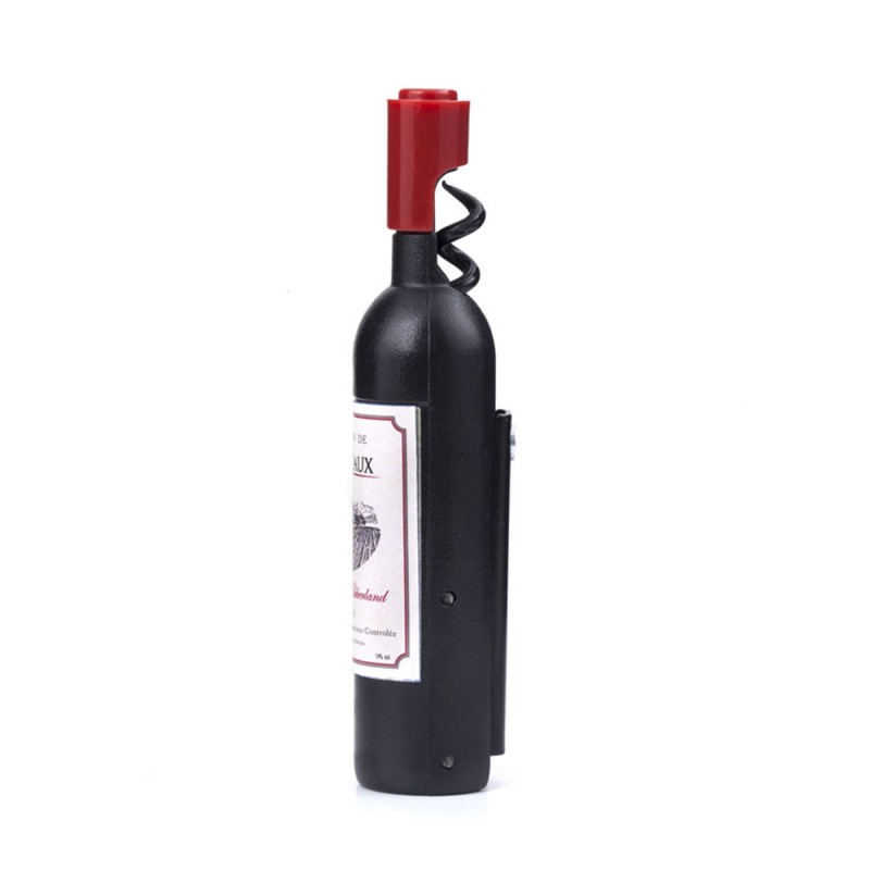 Esta mini botella de vino práctico te ayuda a abrir los de tamaño completo. El abrebotellas se abre para revelar un sacacorchos.