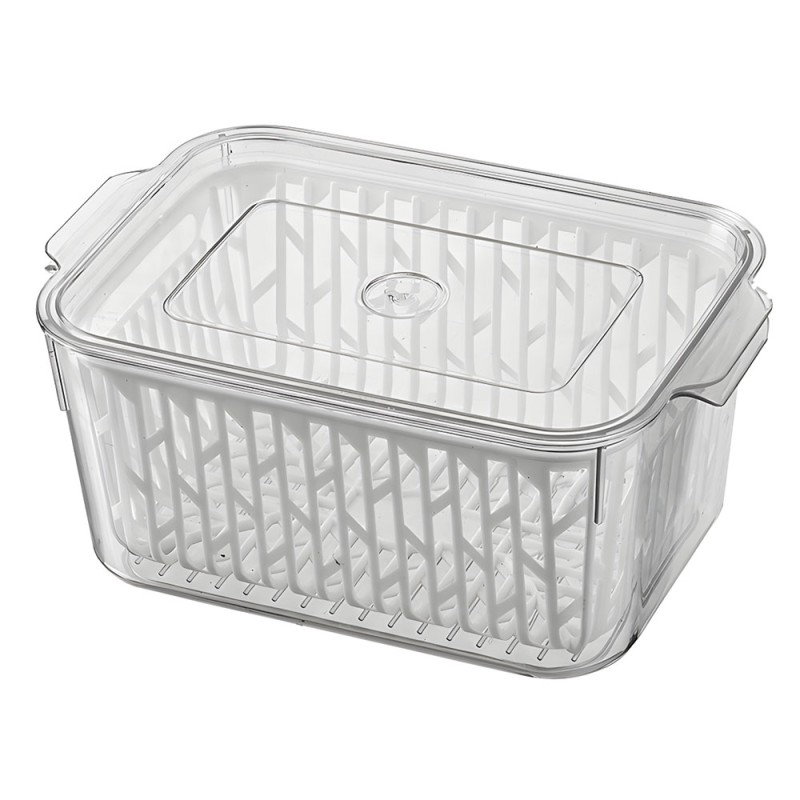 Contenedor con canastilla ideal para almacenar y mantener frescos los alimentos, con tapa para poderse apilar, se adapta a cualq