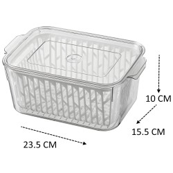 Contenedor con canastilla ideal para almacenar y mantener frescos los alimentos, con tapa para poderse apilar, se adapta a cualq