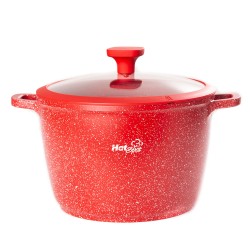 La olla de aluminio de alta calidad con antiadherente marmoleado para una cocina más sana y ecológica. Diseñada con asas de sili