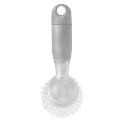 Cepillo multiusos para platos con mango y dispensador de jabón integrado, ideal para una limpieza fácil y rápida en la cocina. R