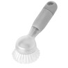 Cepillo multiusos para platos con mango y dispensador de jabón integrado, ideal para una limpieza fácil y rápida en la cocina. R
